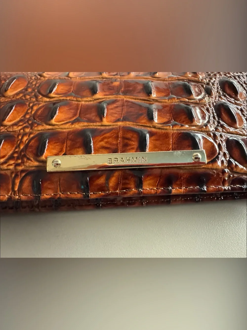 Brahmin Ady Wallet - Melbourne Brown Croc-Embossed Leather Continental Wallet